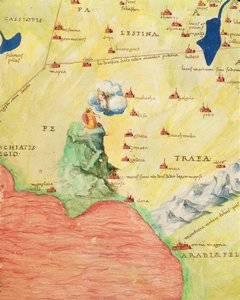 Monte Sinai e il Mar Rosso, da un Atlante del Mondo in 33 mappe, Venezia, 1 settembre 1553 (inchiostro su pergamena) (dettaglio)